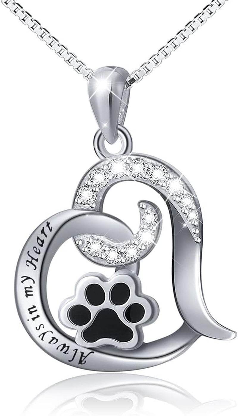 Always in My Heart Paw Print Necklace – Pet Memorial Gift