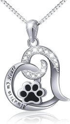 Always in My Heart Paw Print Necklace – Pet Memorial Gift