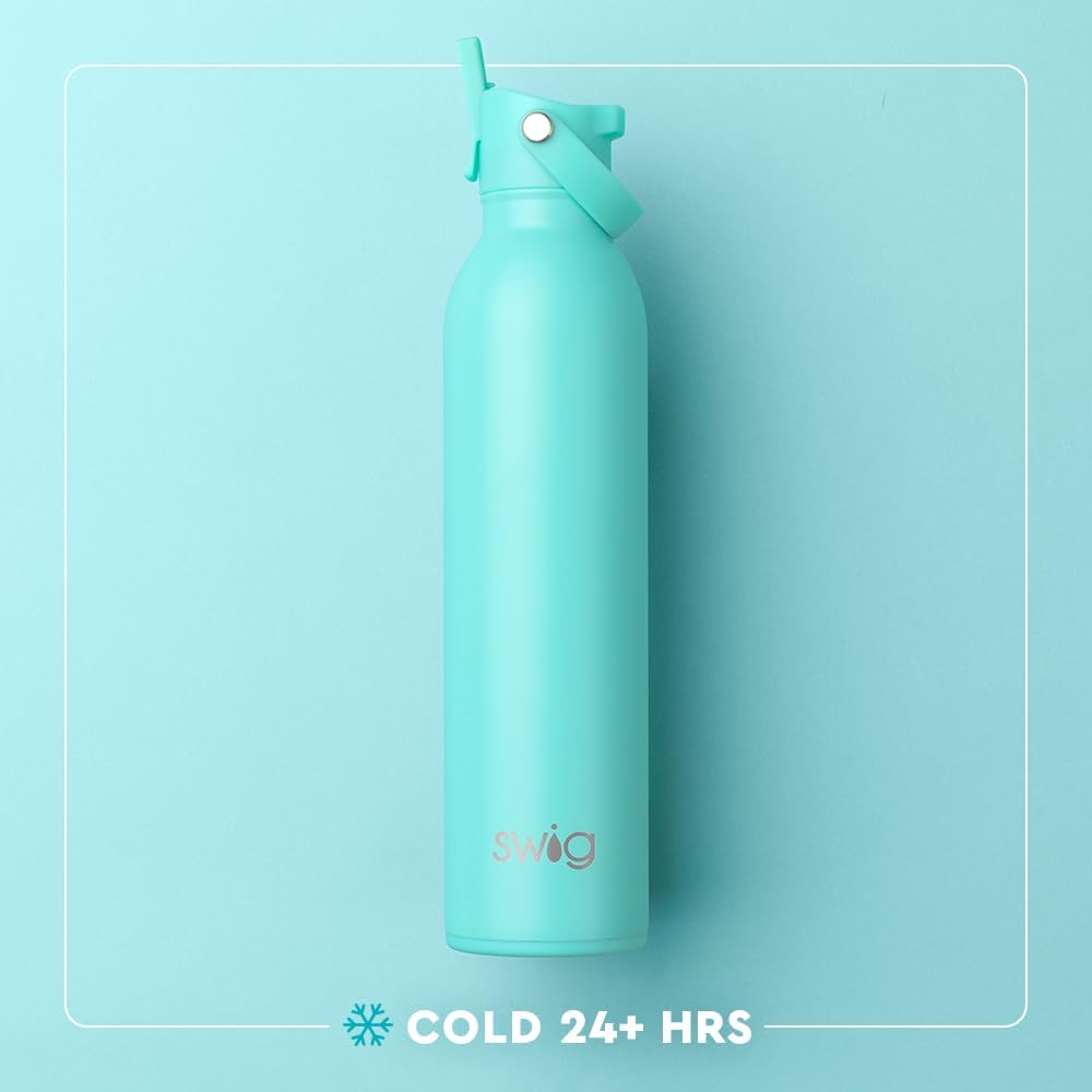 Swig Life 26oz Insulated Water Bottle, Travel Water Bottle with Straw and Lid, Cup Holder Friendly, Stainless Steel (Electric Slide)
