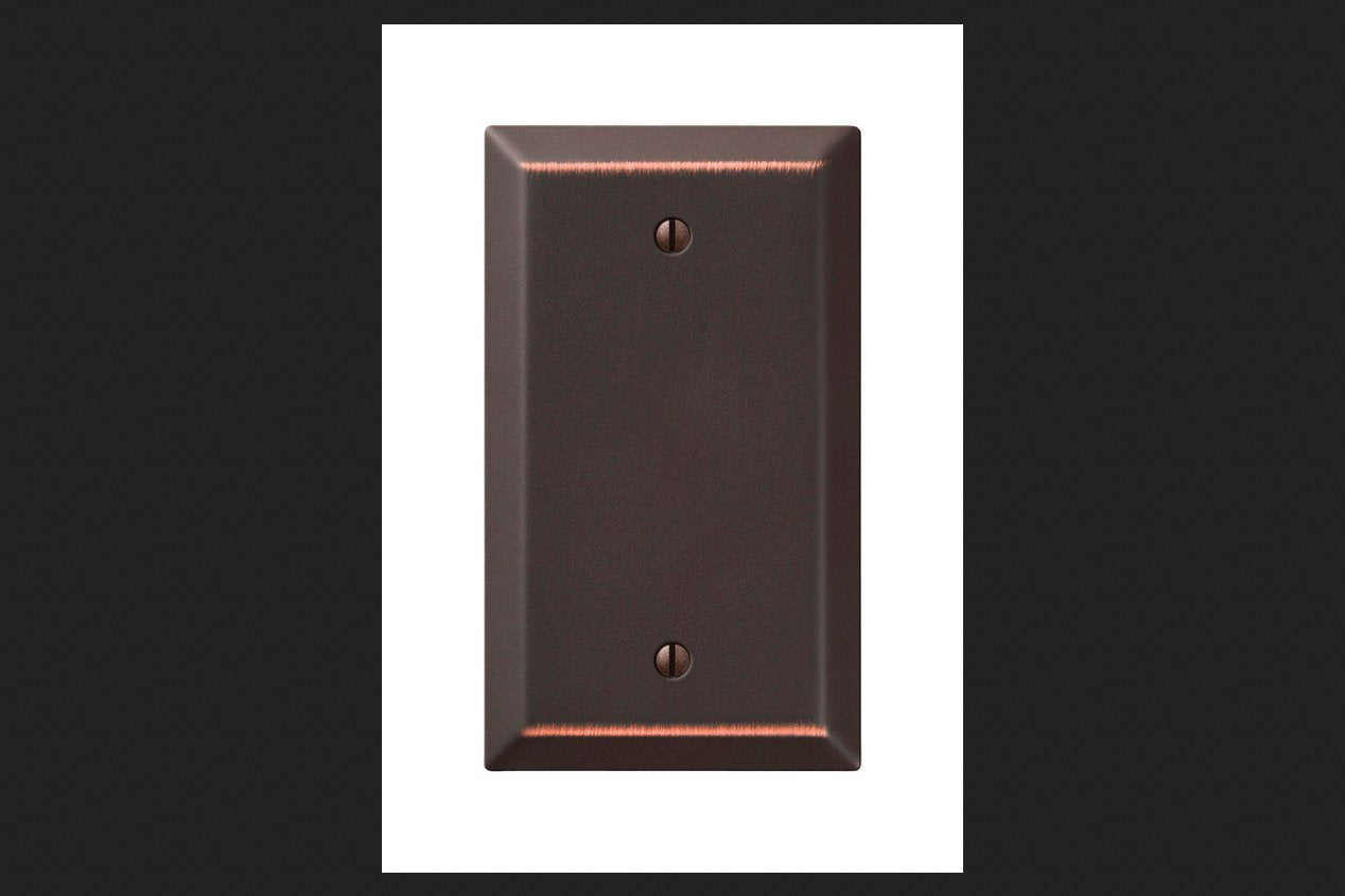 Amerelle Century Aged Bronze 1 Gang Stamped Steel Blank Wall Plate 1 pk