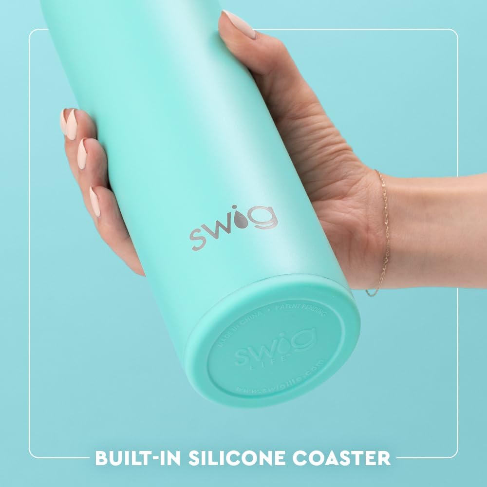 Swig Life 26oz Insulated Water Bottle, Travel Water Bottle with Straw and Lid, Cup Holder Friendly, Stainless Steel (Electric Slide)