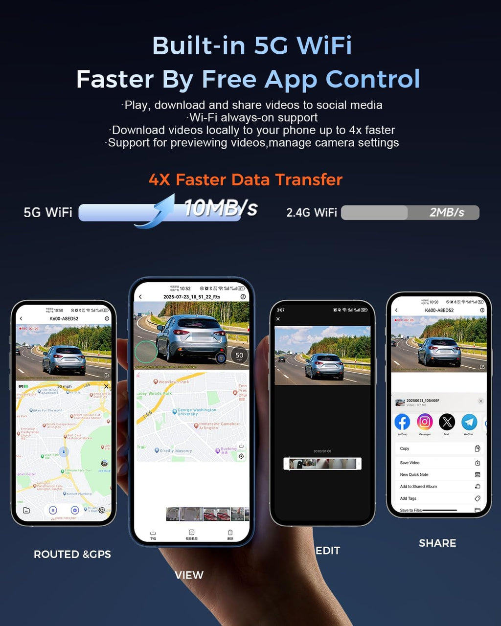 4k Dash Cam Front and Rear