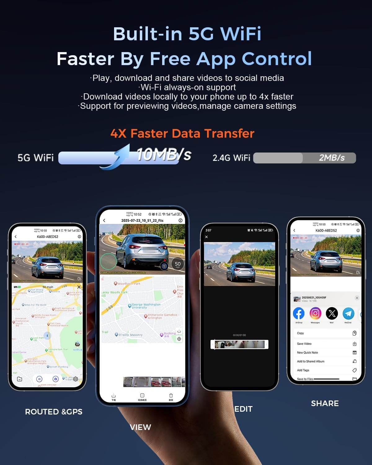 4k Dash Cam Front and Rear