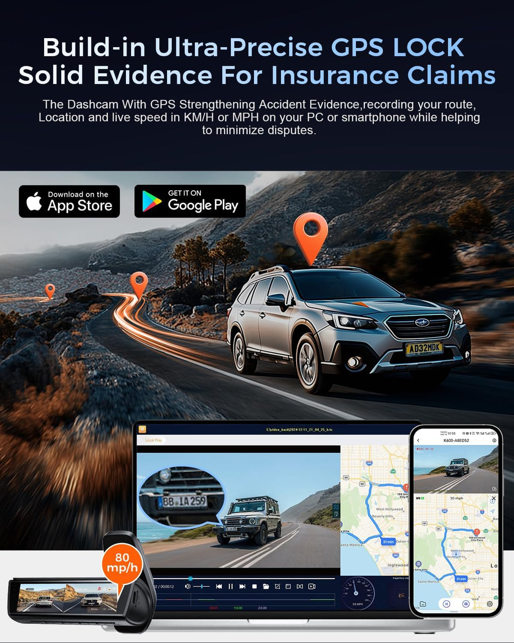 4k Dash Cam Front and Rear