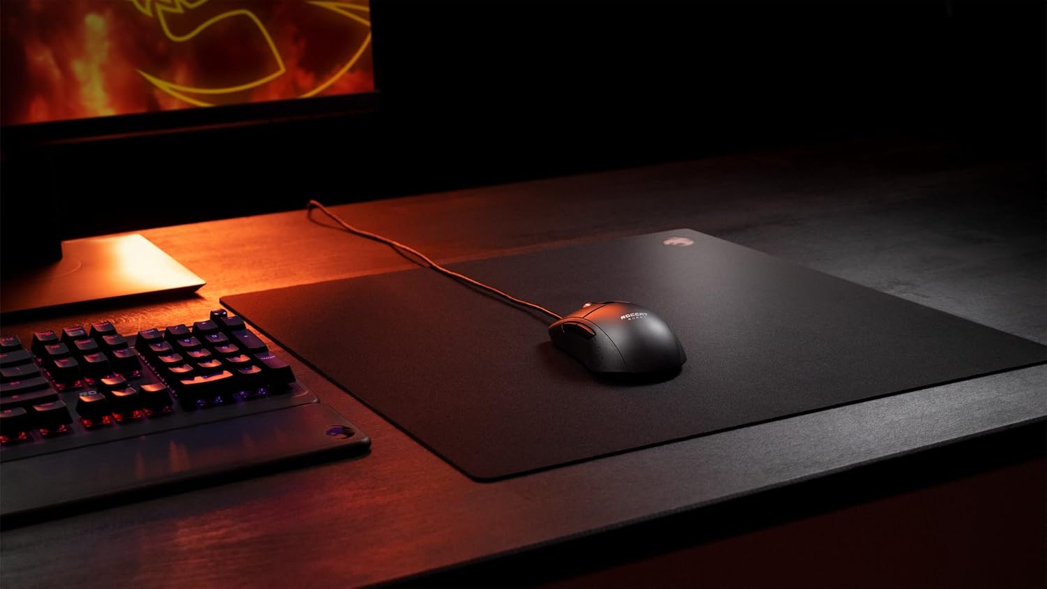 ROCCAT Sense Core Small PC Gaming Mousepad, Non-Slip Rubber Back, Balanced Micro-Weave Cloth Surface, Durable Computer Desk Mat, Square, Black