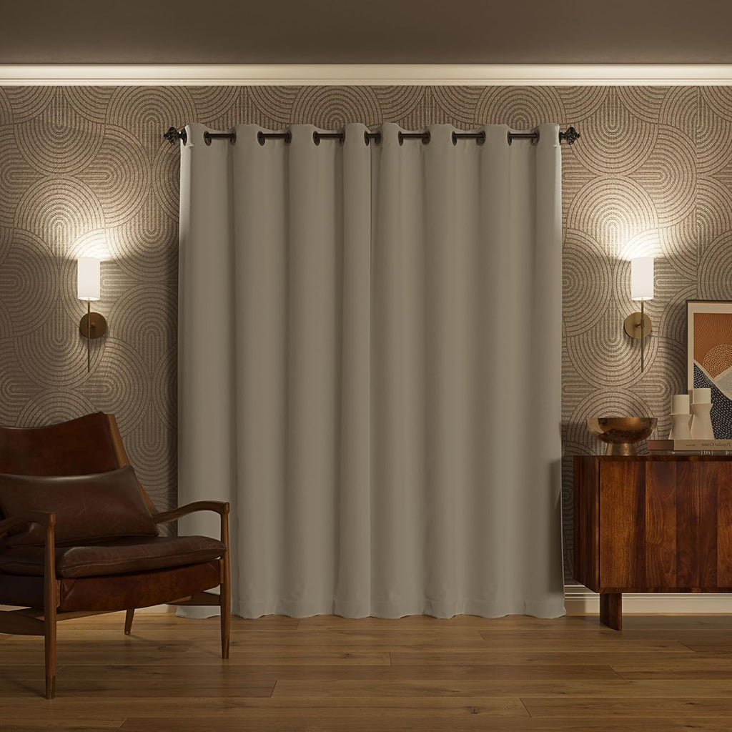 Sun Zero Nordic Theater Grade Extreme 100% Blackout Grommet Curtain Single Panel, 52" x 95", Pearl