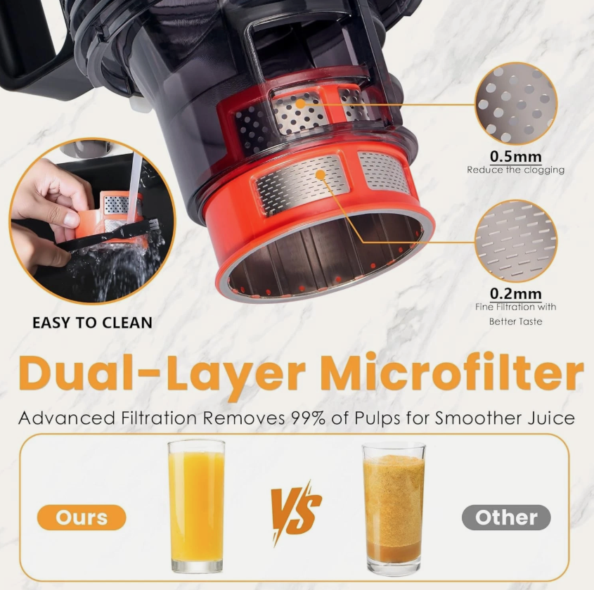 Cold Press Juicer, 5.5inch Wide Feed Chute Juicer Machine