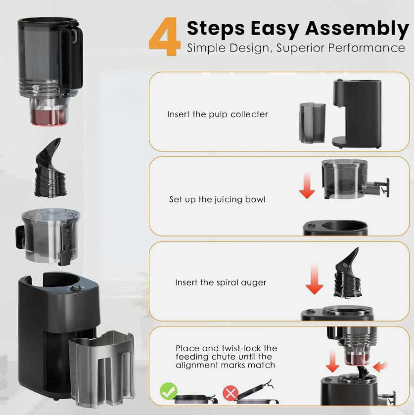 Cold Press Juicer, 5.5inch Wide Feed Chute Juicer Machine