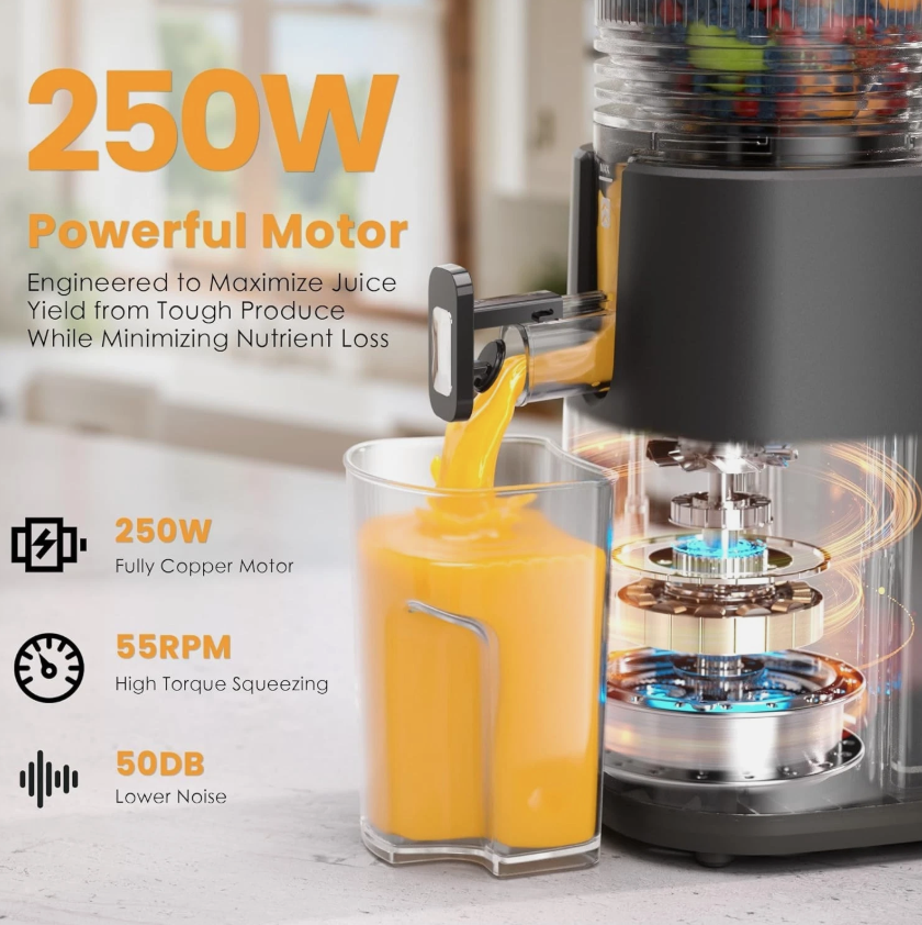 Cold Press Juicer, 5.5inch Wide Feed Chute Juicer Machine