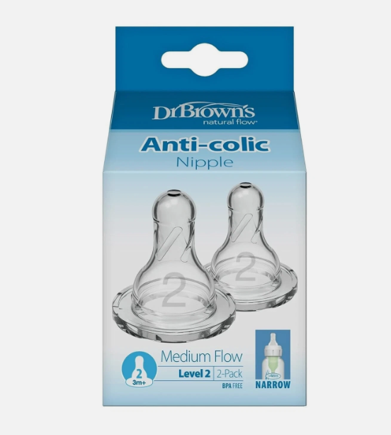 Dr. Brown’S Natural Flow Level 2 Silicone Nipple, Medium Flow