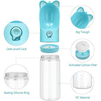Portable Dog Water Bottle with Carbon Filter - 13.5oz Leak-Proof Pet Travel Water Dispenser | Lightweight Walking & Hiking Bottle