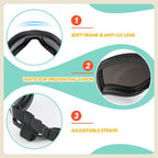 PETLESO Dog Goggles Large Breed, Large Dog Sunglasses Eye Protection for Dogs Windproof Goggles for Medium Large Dog Riding Biking Driving, Black