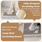 70" Tall Metal Cat Tree Tower with 3 Plush Perches & Sisal Scratching Posts