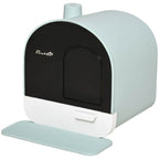Covered Cat Litter Box with Odor Filter - Complete Privacy Kit with Tray, Scoop & Mat | Green Hooded Litter House