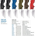 COLD STEEL Tuff Lite 2.5" AUS8A Sheepsfoot Razor-Sharp Plain Blade 3.5" Griv-Ex