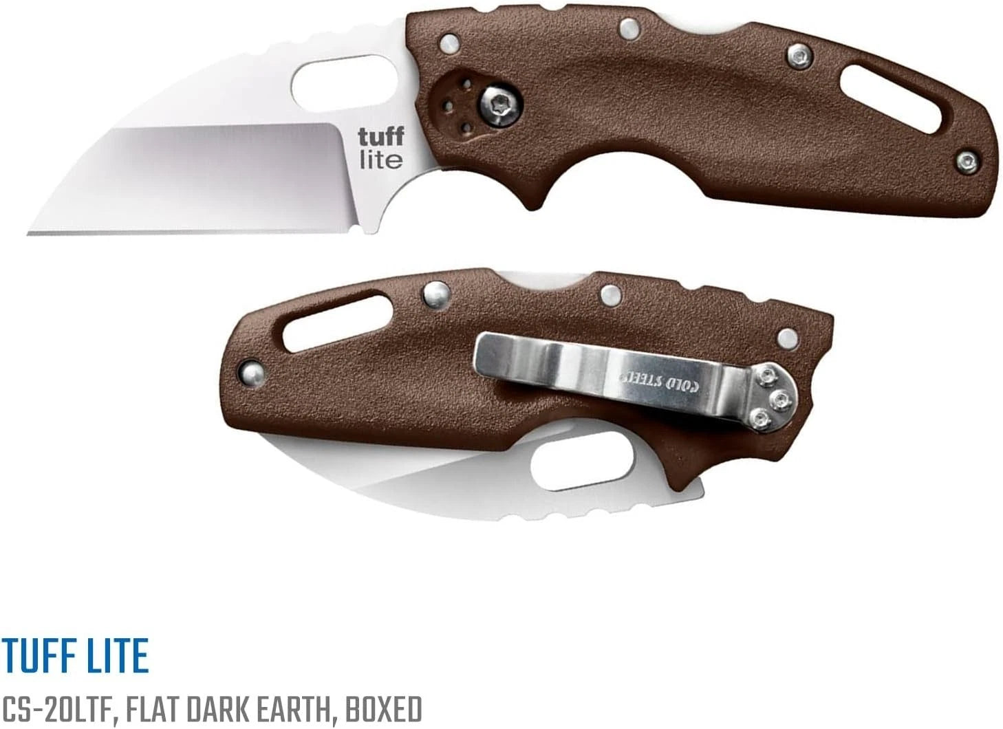 COLD STEEL Tuff Lite 2.5" AUS8A Sheepsfoot Razor-Sharp Plain Blade 3.5" Griv-Ex